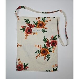 April Cornell Beige Floral Cotton Open-Top Reusable Tote Bag Shoulder Bag